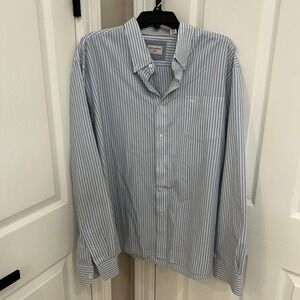 Dockers men's classic fit long-sleeve button-up shirt striped pattern EUC XXL